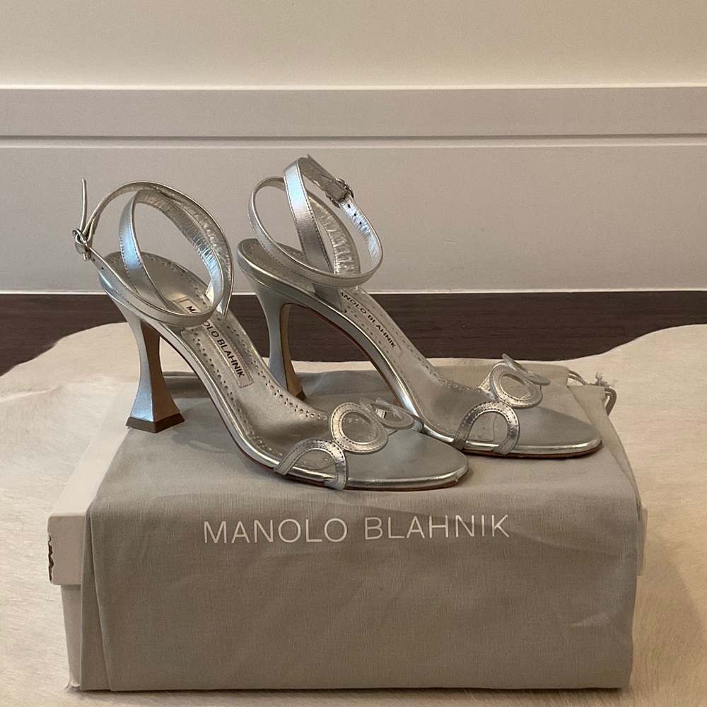 Manolo Blahnik Metallic Silver Heels